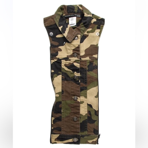 $248 Veronica Beard Slate Dickey Jacket insert Camo black tan green Denim 00-14 - Picture 10 of 15